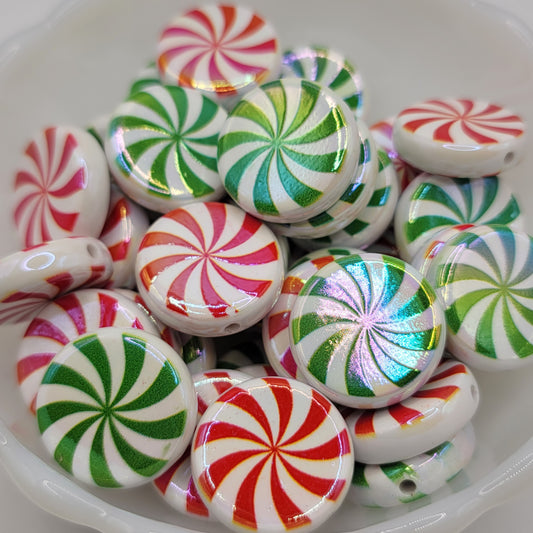 Pinwheel Christmas coin bead, 5 piece