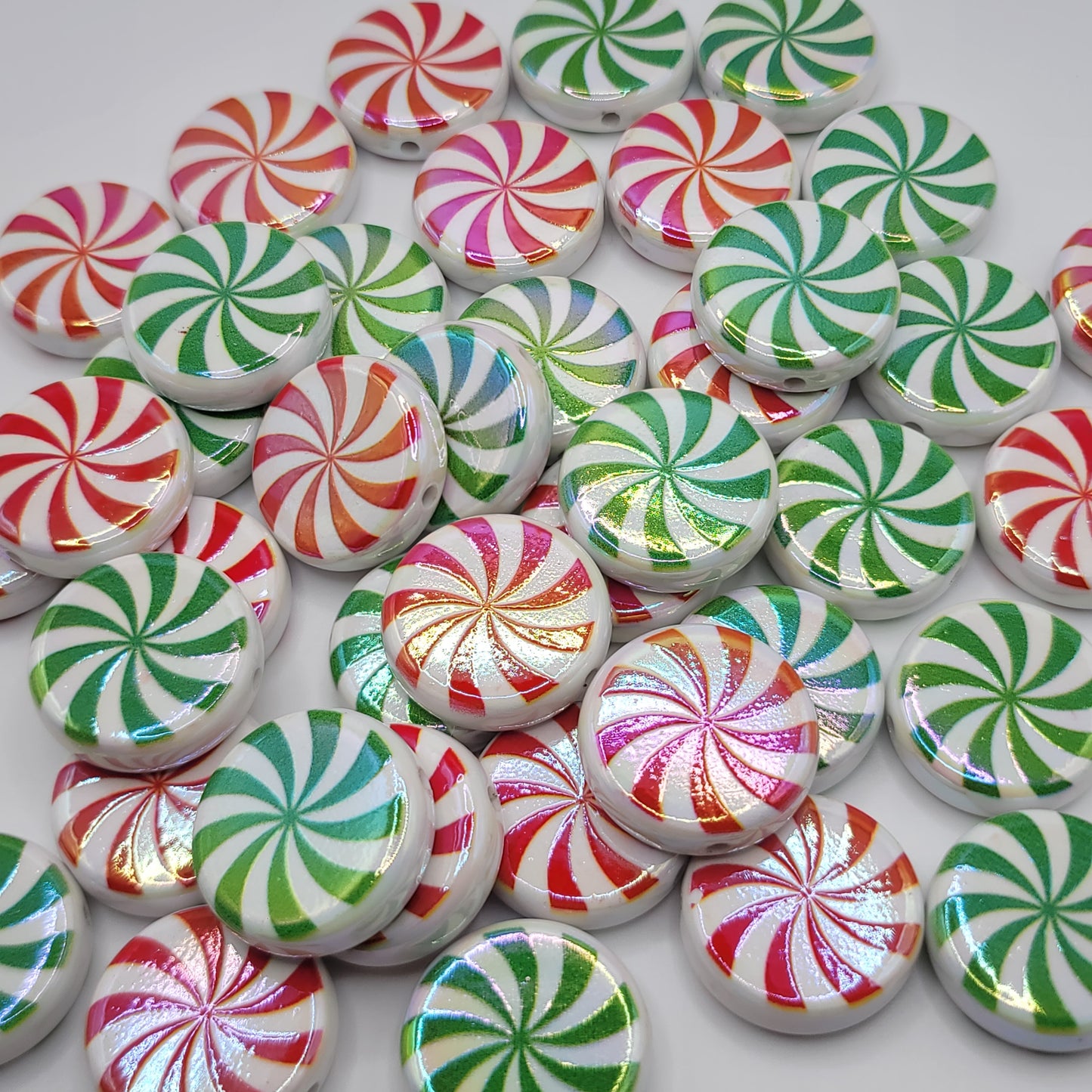 Pinwheel Christmas coin bead, 5 piece