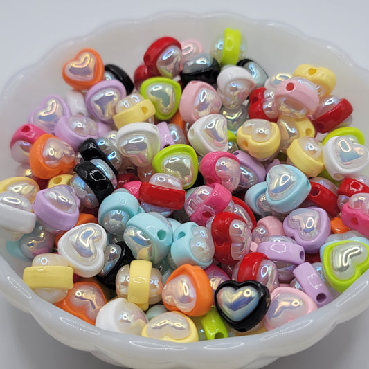Double sided 3d heart beads
