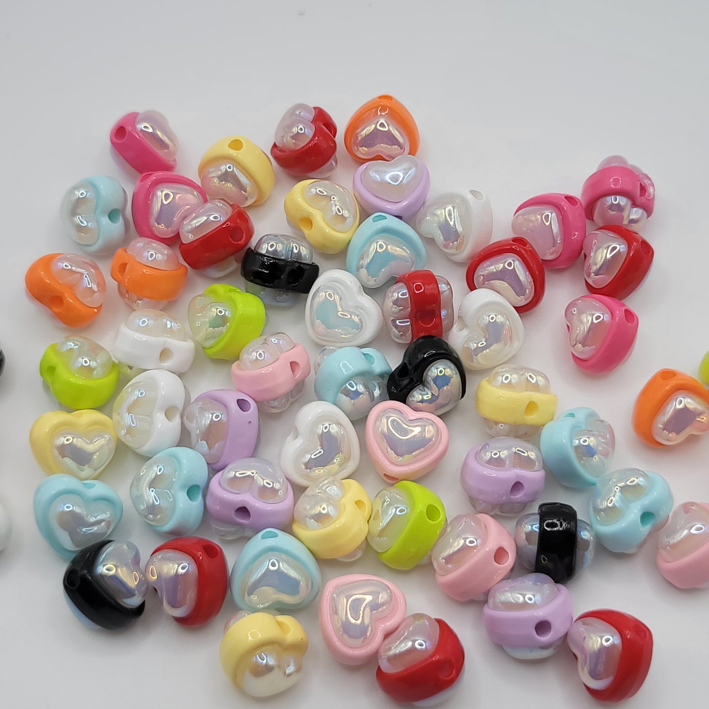 Double sided 3d heart beads