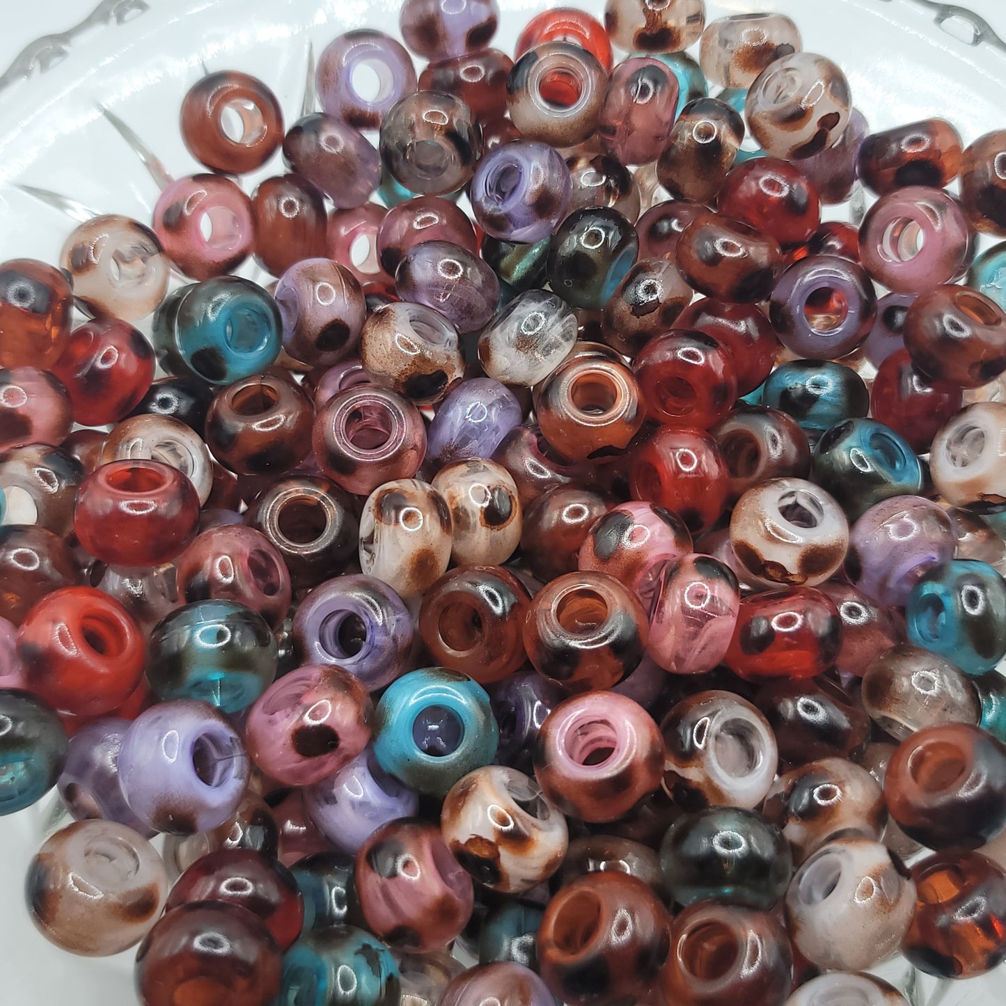 Leopard print multicolored spacer beads