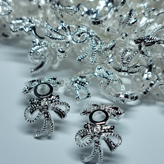 Metallic bow bead caps, 16MM