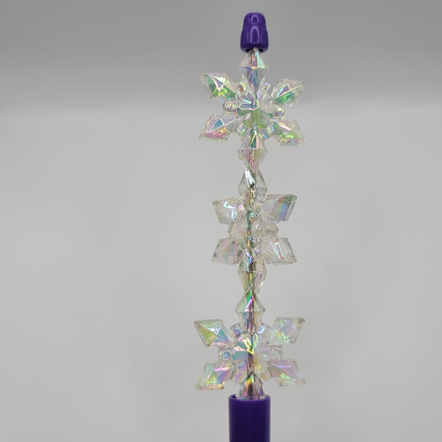 Clear Iridescent snowflake beads, 5 piece