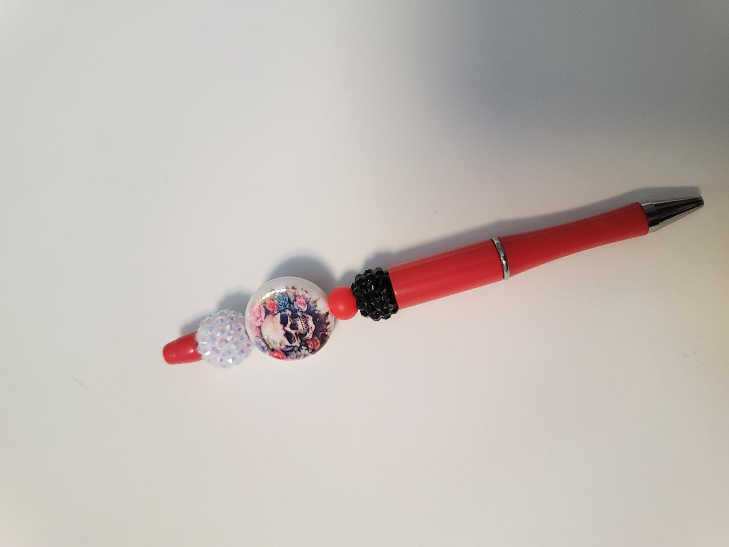 Skull floral acrylic Round focal bead