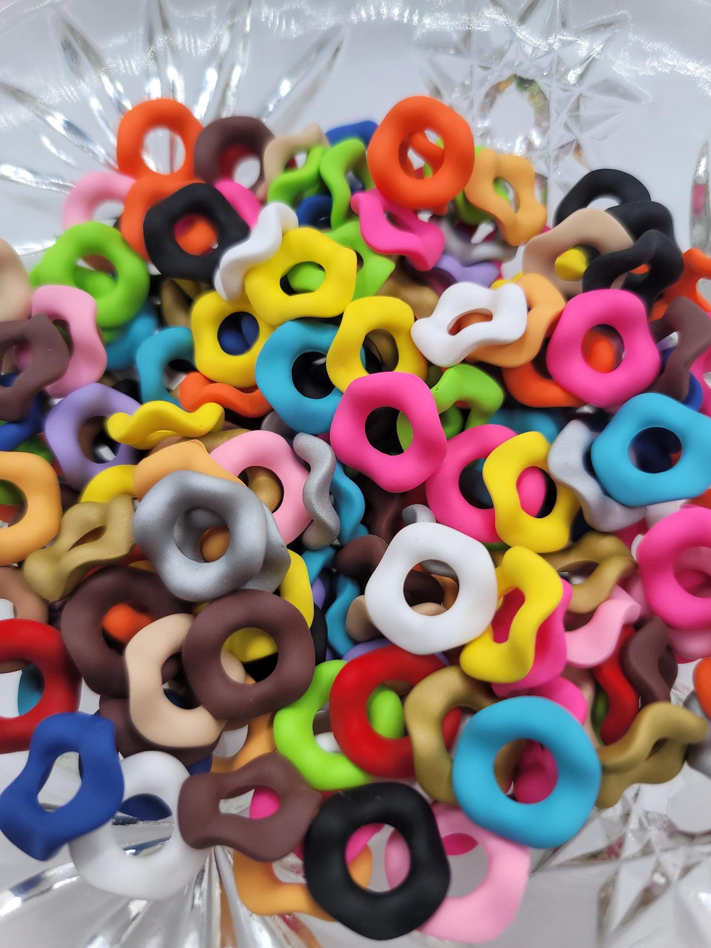 16MM Wavy Acrylic Spacers, matte colors, mix of 30