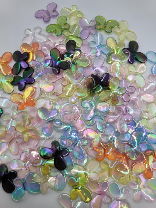 Butterfly acrylic bead 30mmx20mm, translucent  12 mixed colors