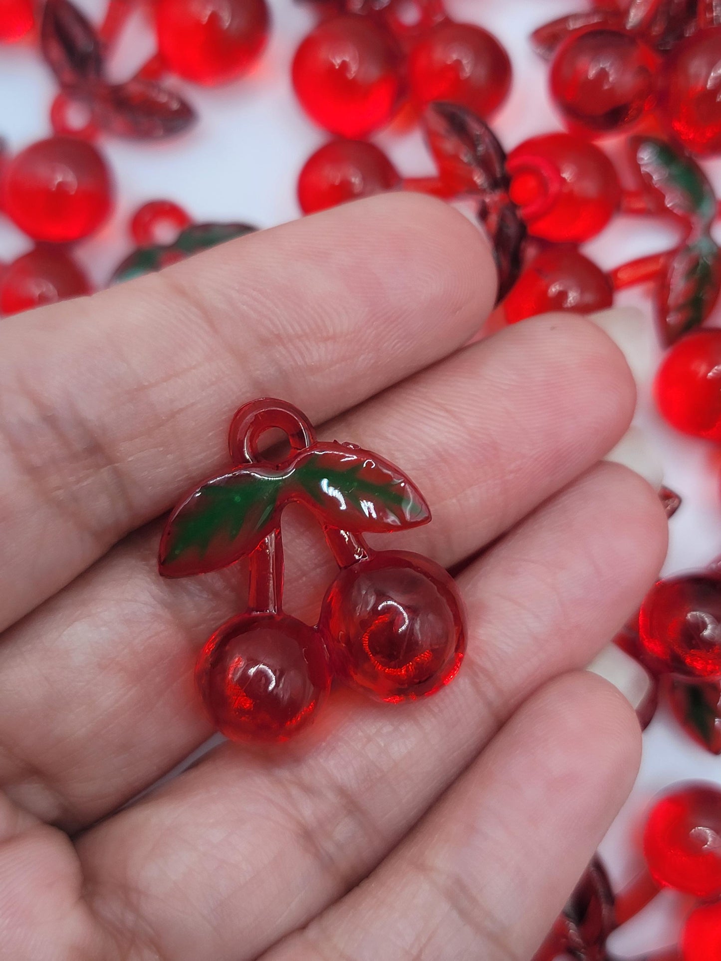 Red cherry acrylic charms