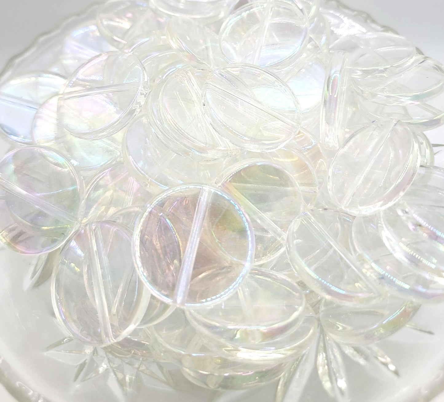 Iridescent Acrylic Coin Beads: 31mm DIY Jewelry Supplies