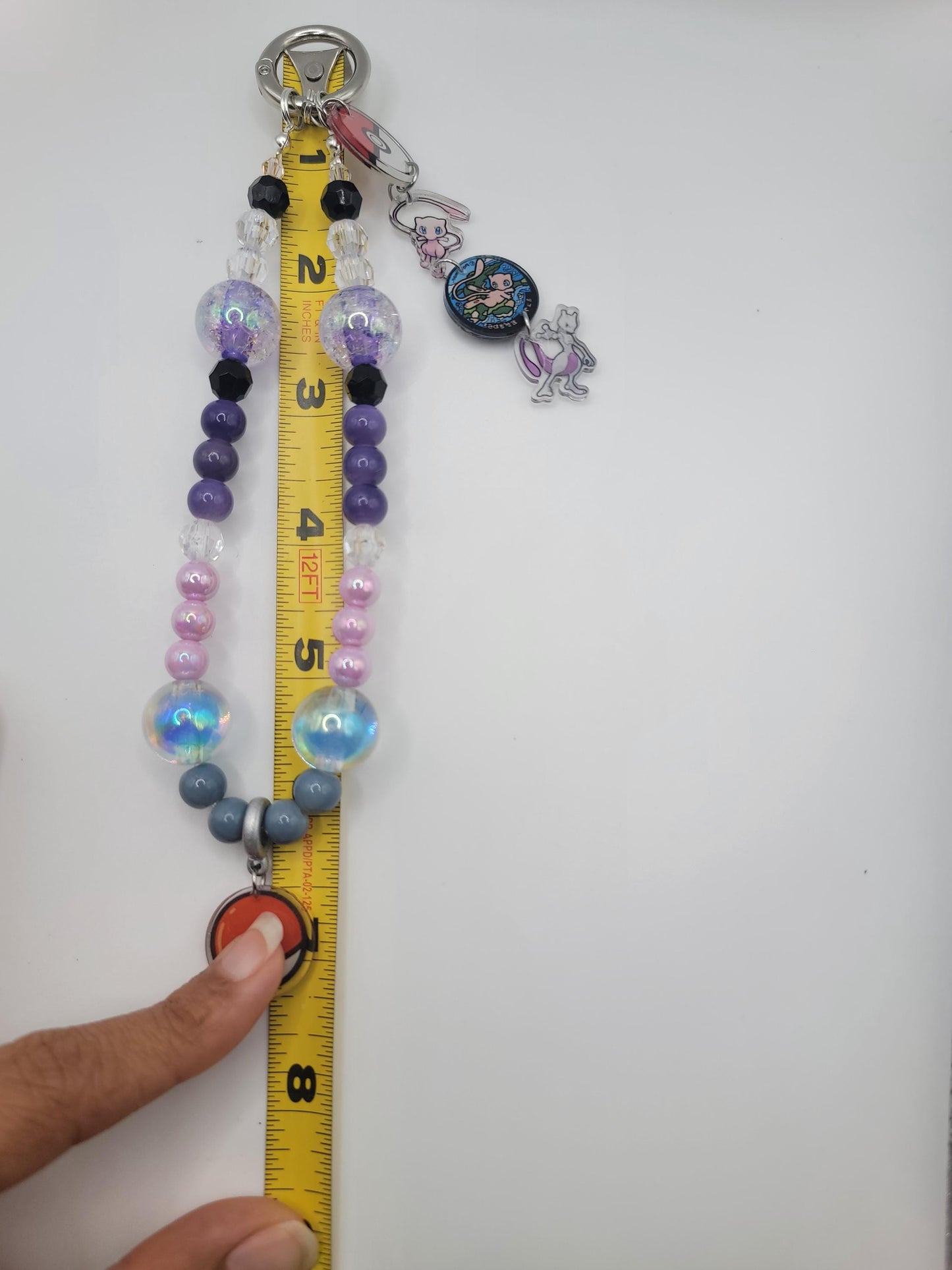 Mew/Mewto Beaded Purse Charm | Poké ball & Character Charms | Kawaii Keychain Accessory