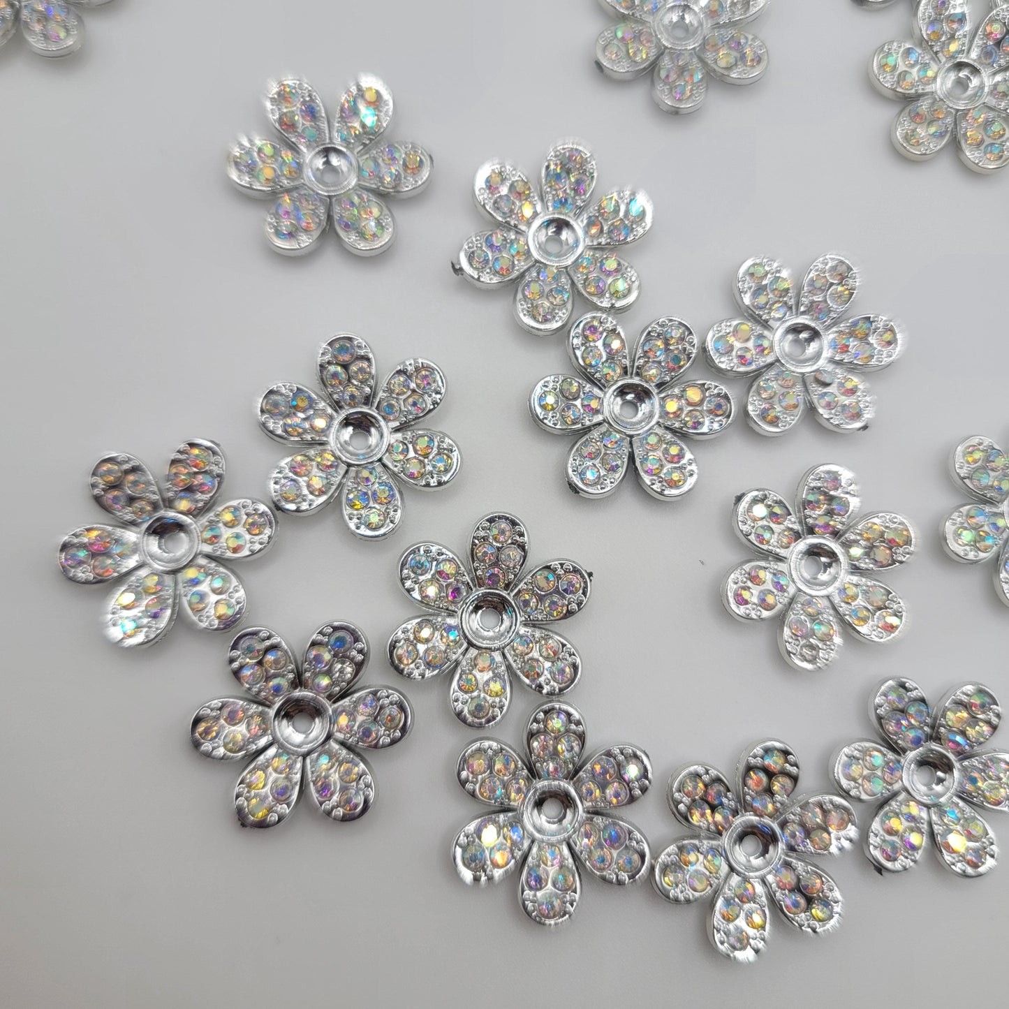 Acrylic AB rhinestone flower spacers