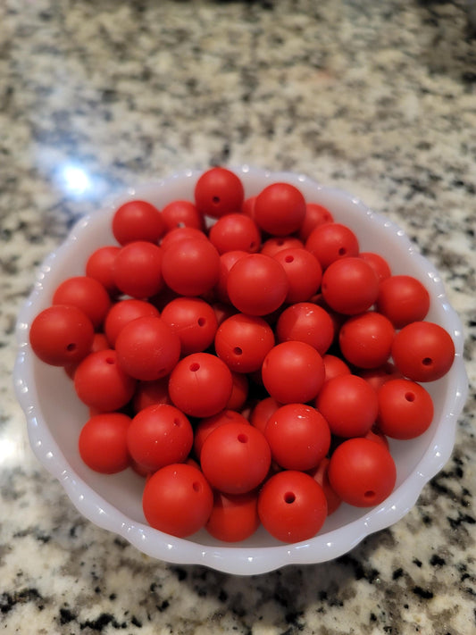 15 MM Red silicone beads, 10 count