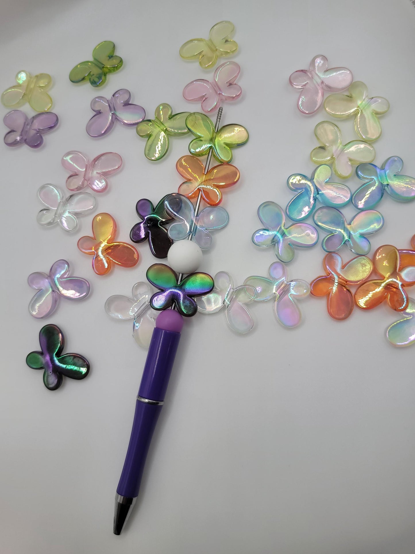Butterfly acrylic bead 30mmx20mm, translucent  12 mixed colors