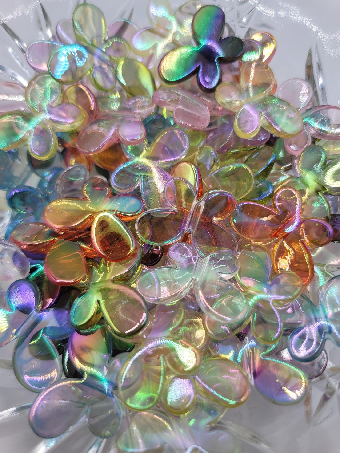 Butterfly acrylic bead 30mmx20mm, translucent  12 mixed colors