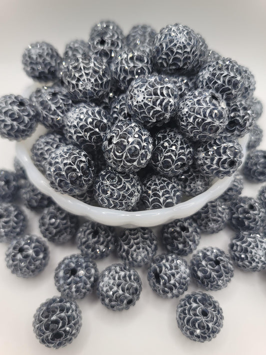 Black and white Spiderweb Rhinestone Beads 20MM