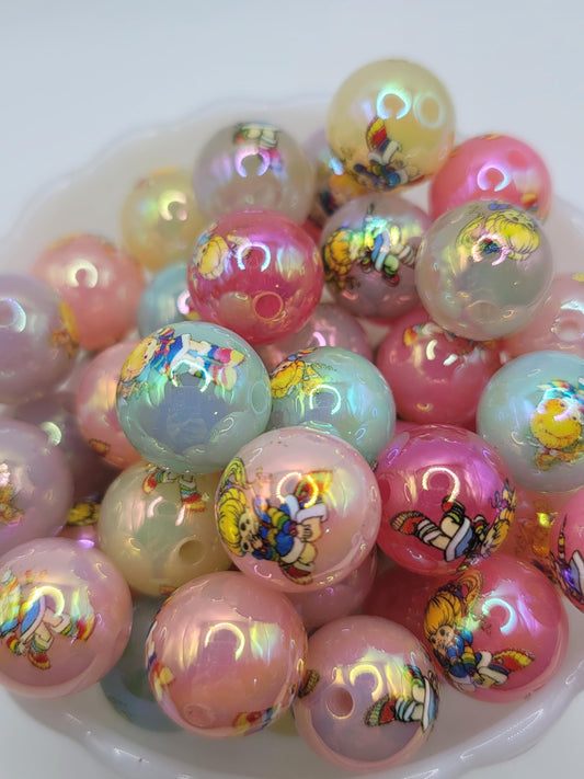20mm Bright Rainbow girl Acrylic bubblegum beads, mixed 5 pieces