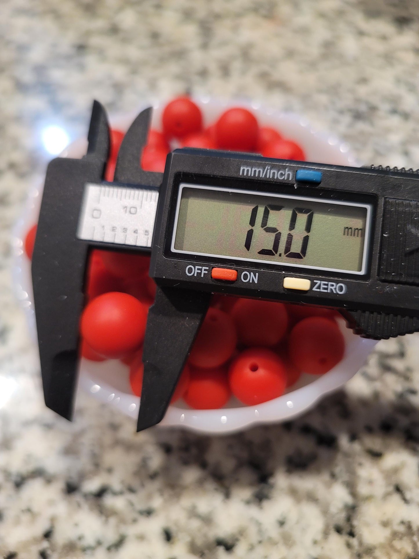 15 MM Red silicone beads, 10 count
