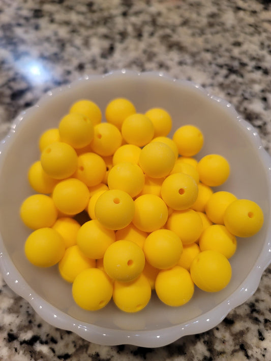 15 MM Yellow silicone beads, 10 pcs