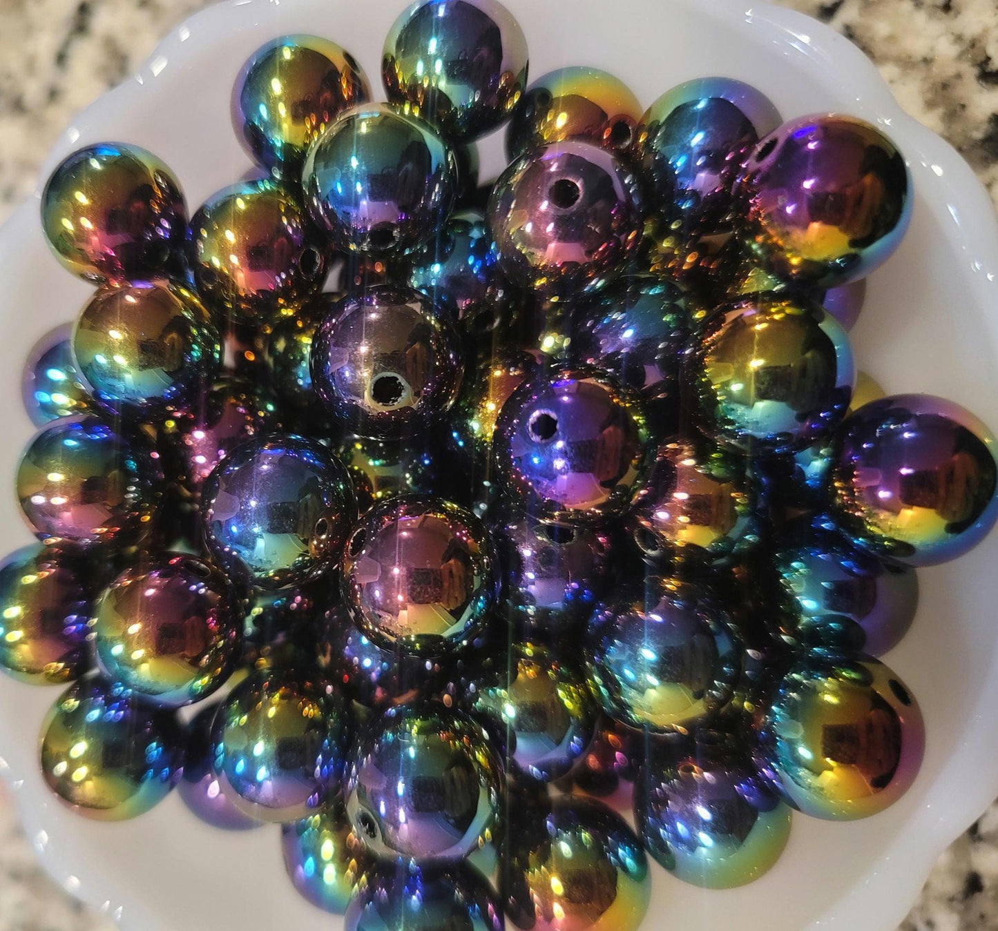 16 MM Black AB iridescent beads, 10 piece