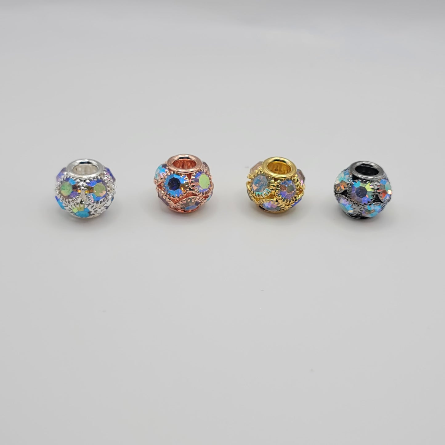 Rhinestone rondelle beads x4, rosegold, gold, silver, gunmetal