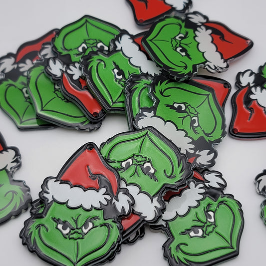 Mean green guy christmas pendant, acrylic