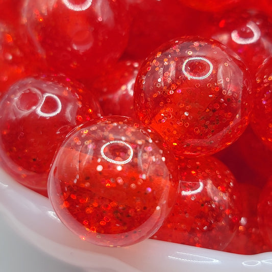 16mm Red resin glitter beads,10