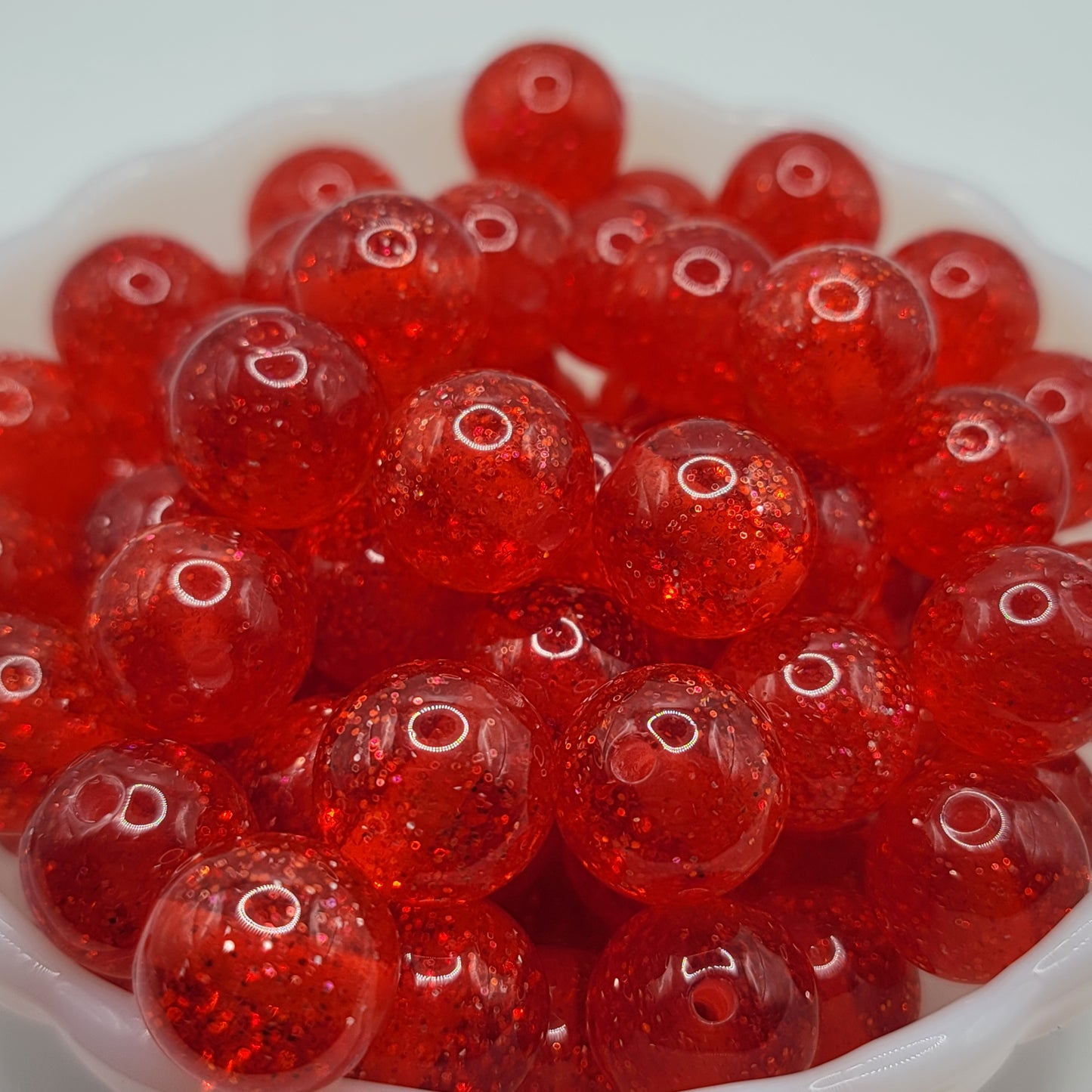 16mm Red resin glitter beads,10