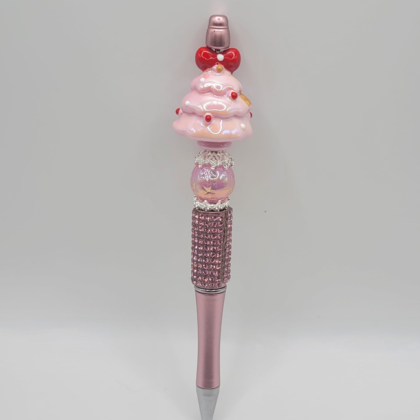 Pink Christmas Tree focal bead,acrylic 3 pack