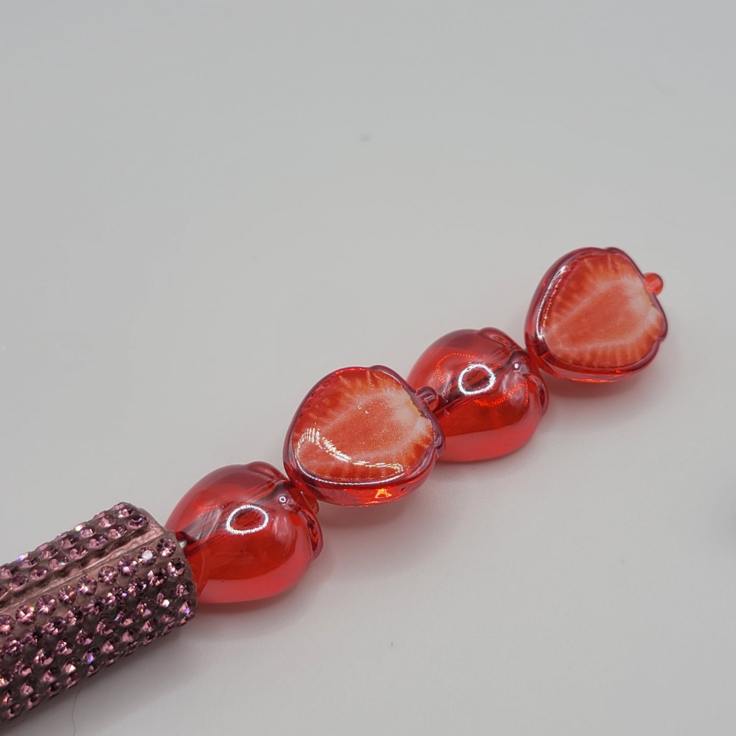 Resin strawberry bead,realistic;10 piece