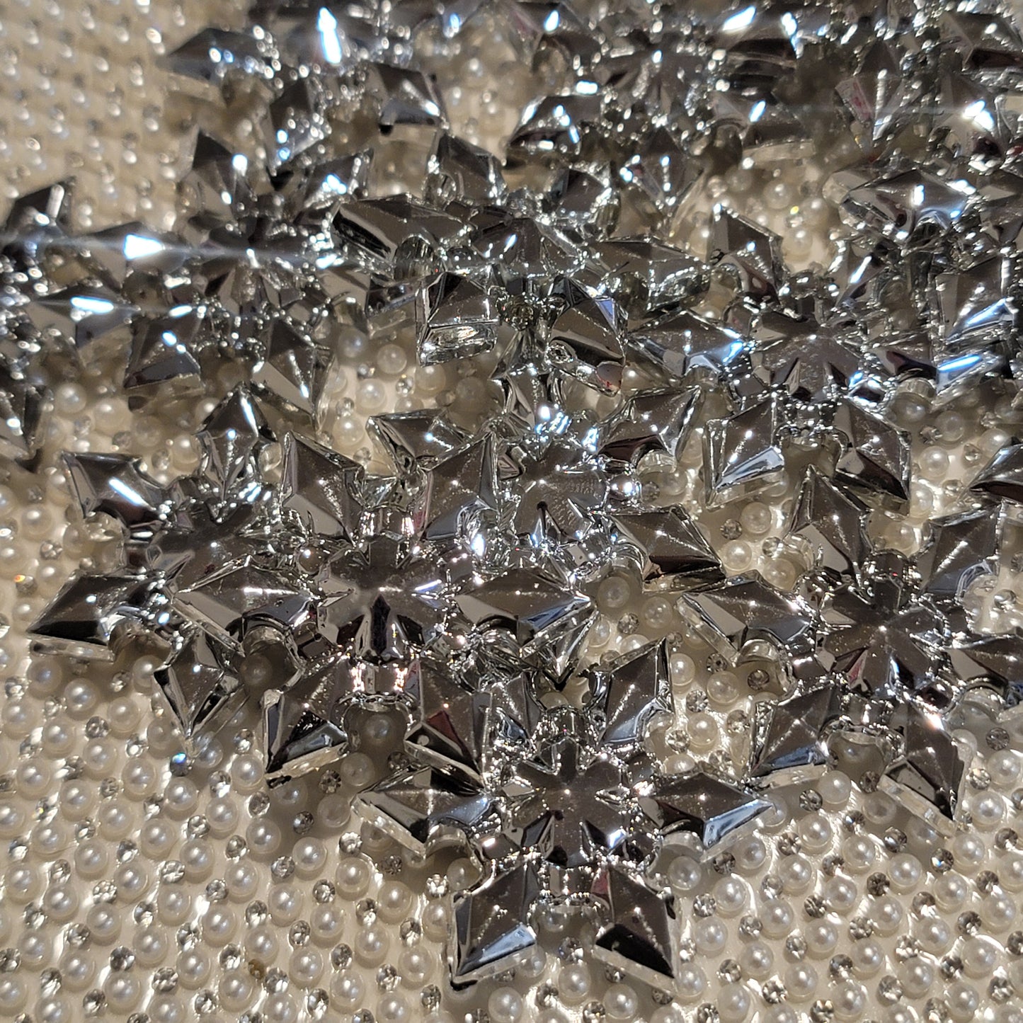 Silver acrylic snowflake beads