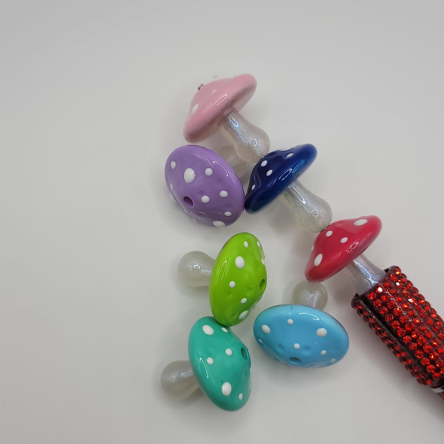 Multicolor mushroom beads 22.5MM 5 pack