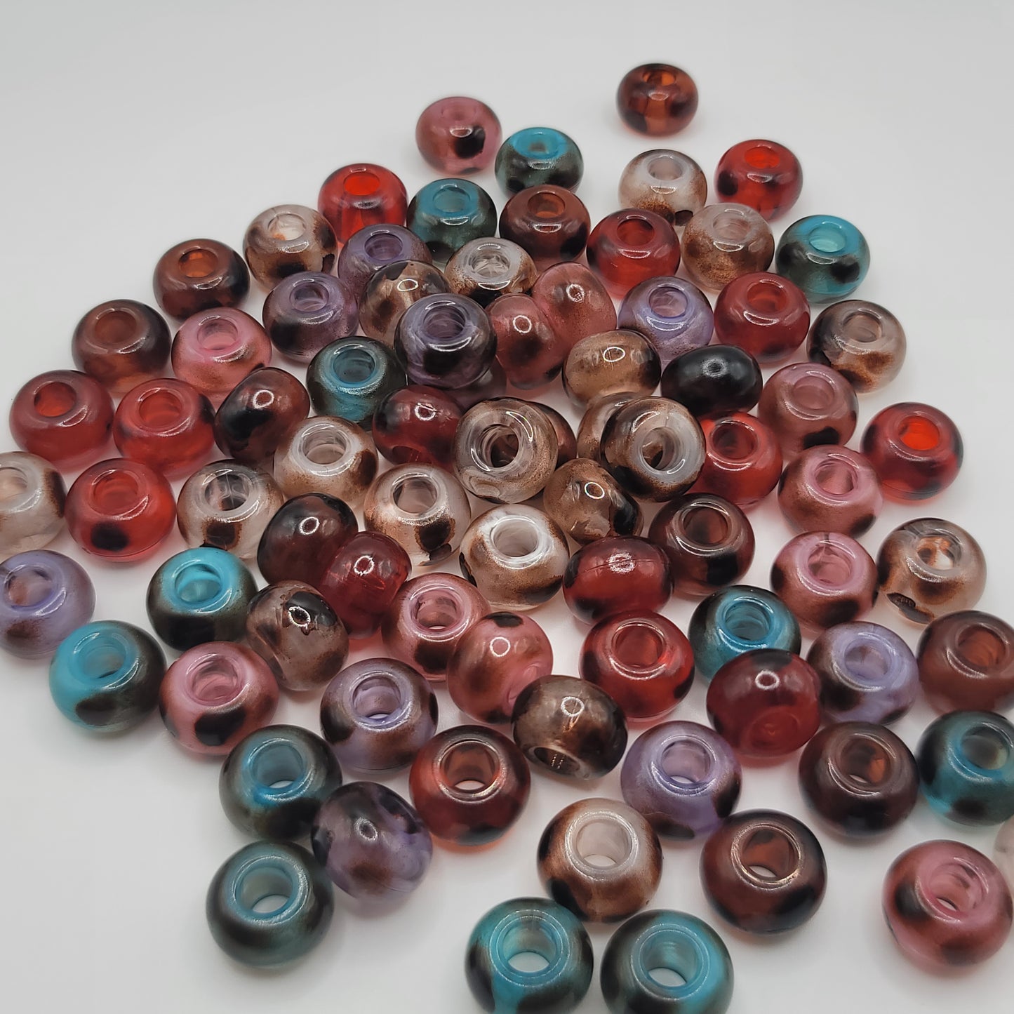 Leopard print multicolored spacer beads