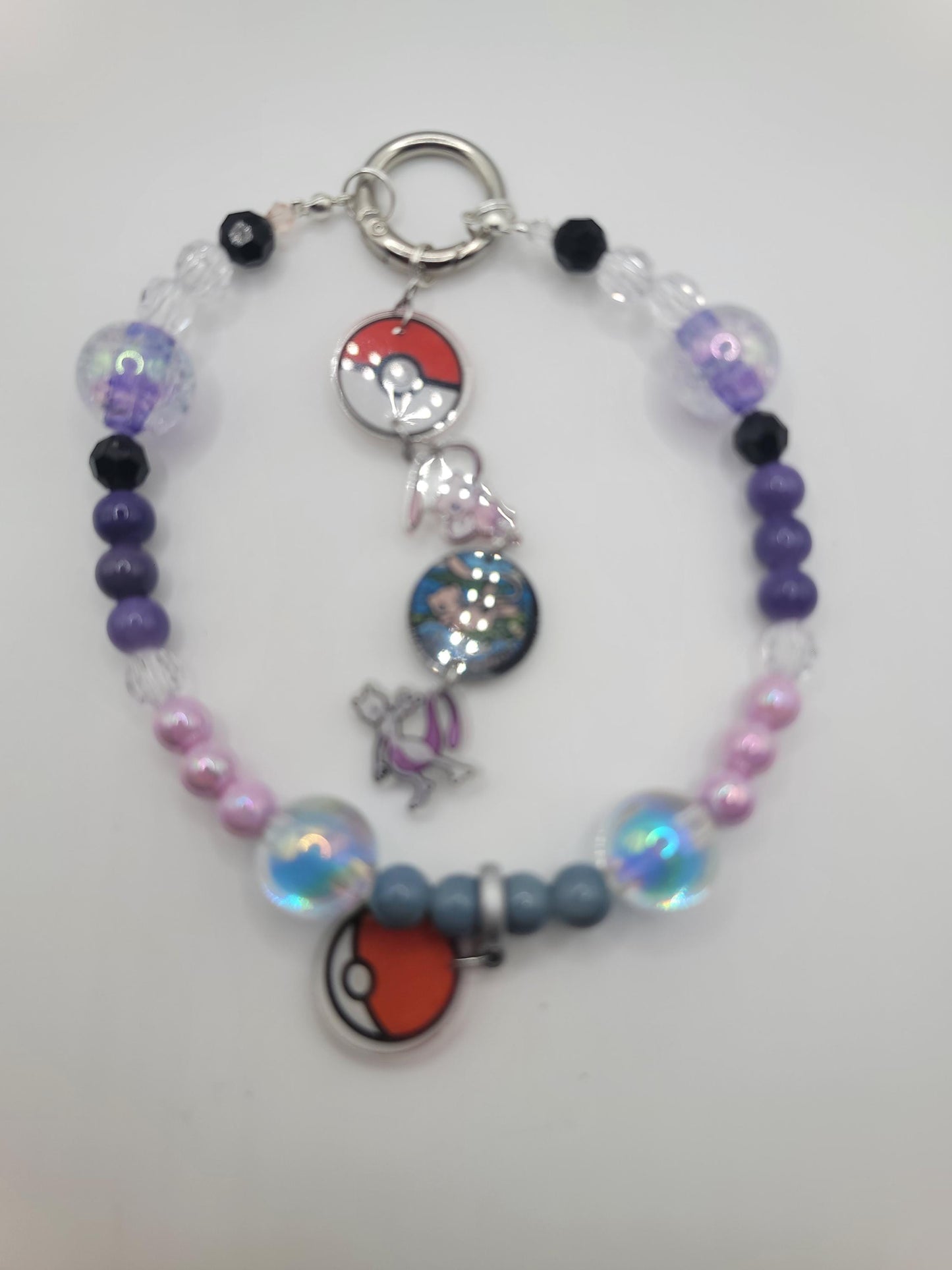 Mew/Mewto Beaded Purse Charm | Poké ball & Character Charms | Kawaii Keychain Accessory