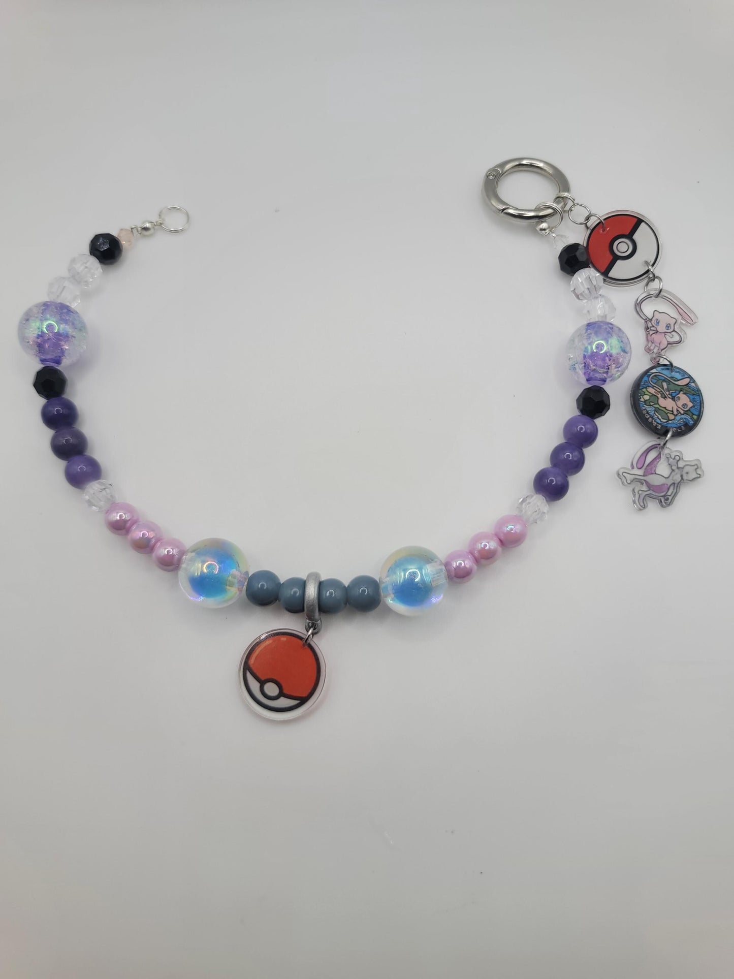 Mew/Mewto Beaded Purse Charm | Poké ball & Character Charms | Kawaii Keychain Accessory