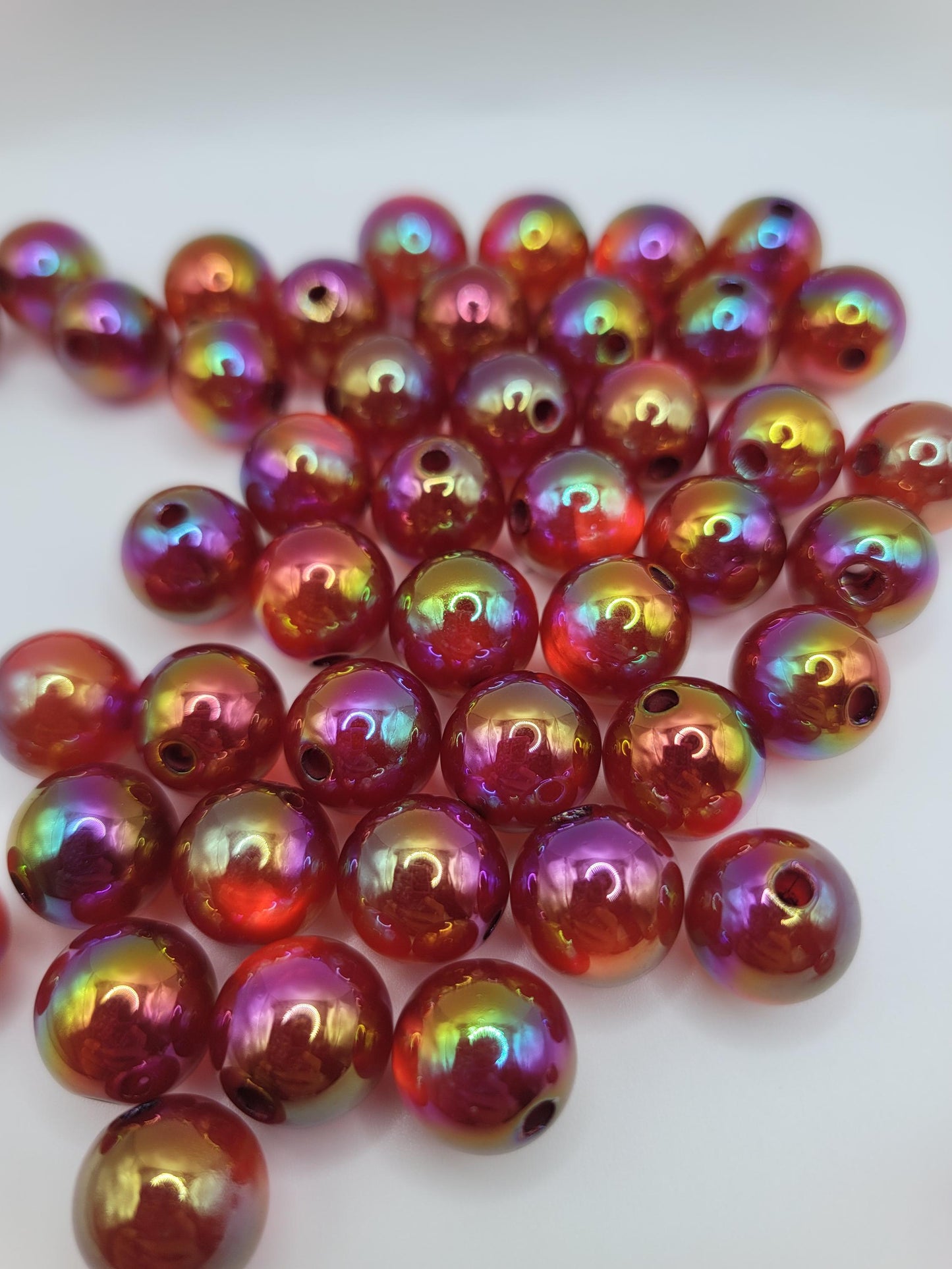 15MM Red wine colored beads, uv iridescent coating Acrylic