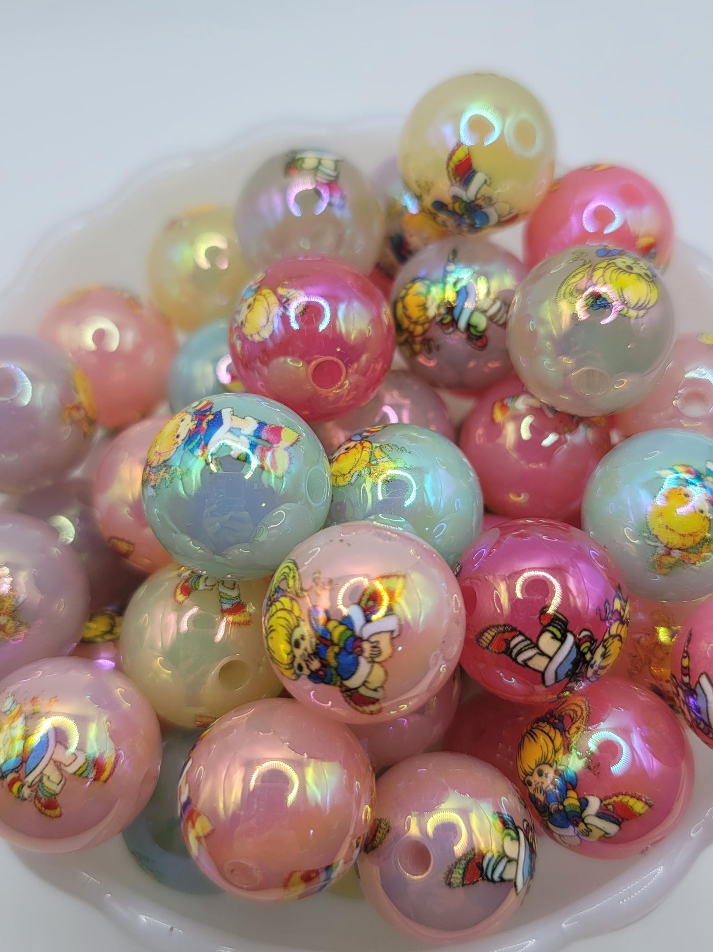 20mm Bright Rainbow girl Acrylic bubblegum beads, mixed 5 pieces