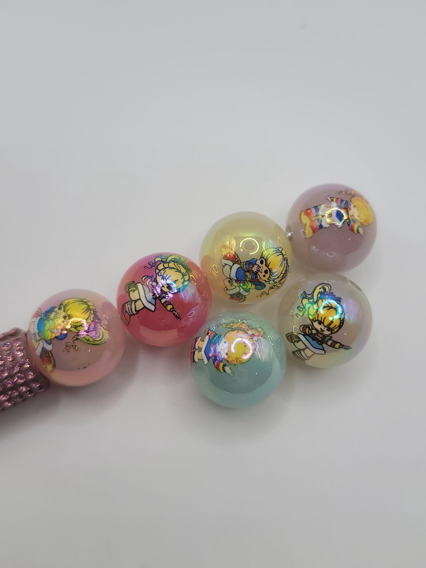 20mm Bright Rainbow girl Acrylic bubblegum beads, mixed 5 pieces
