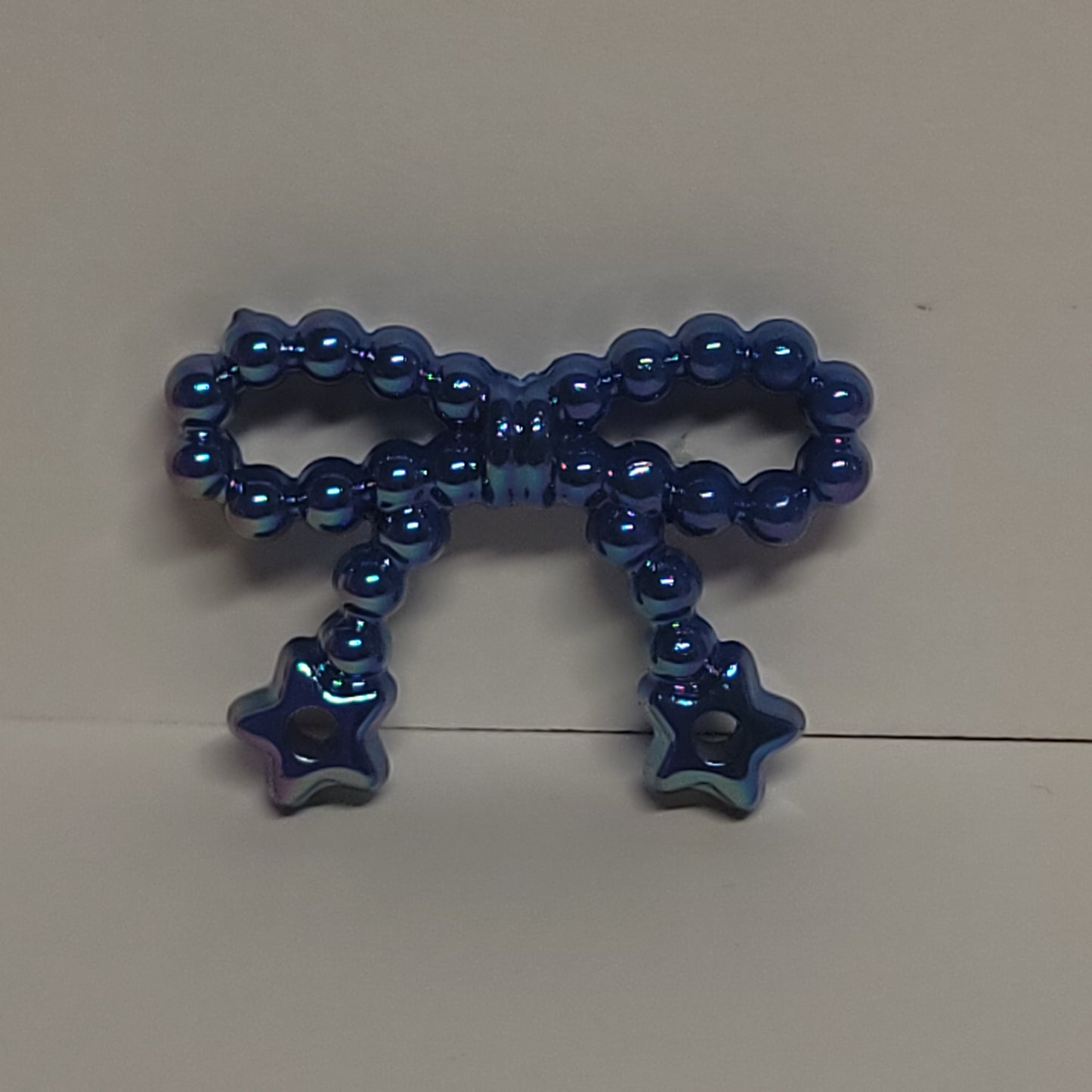 Acrylic bow beads with charm holes, iridescent mix of colors