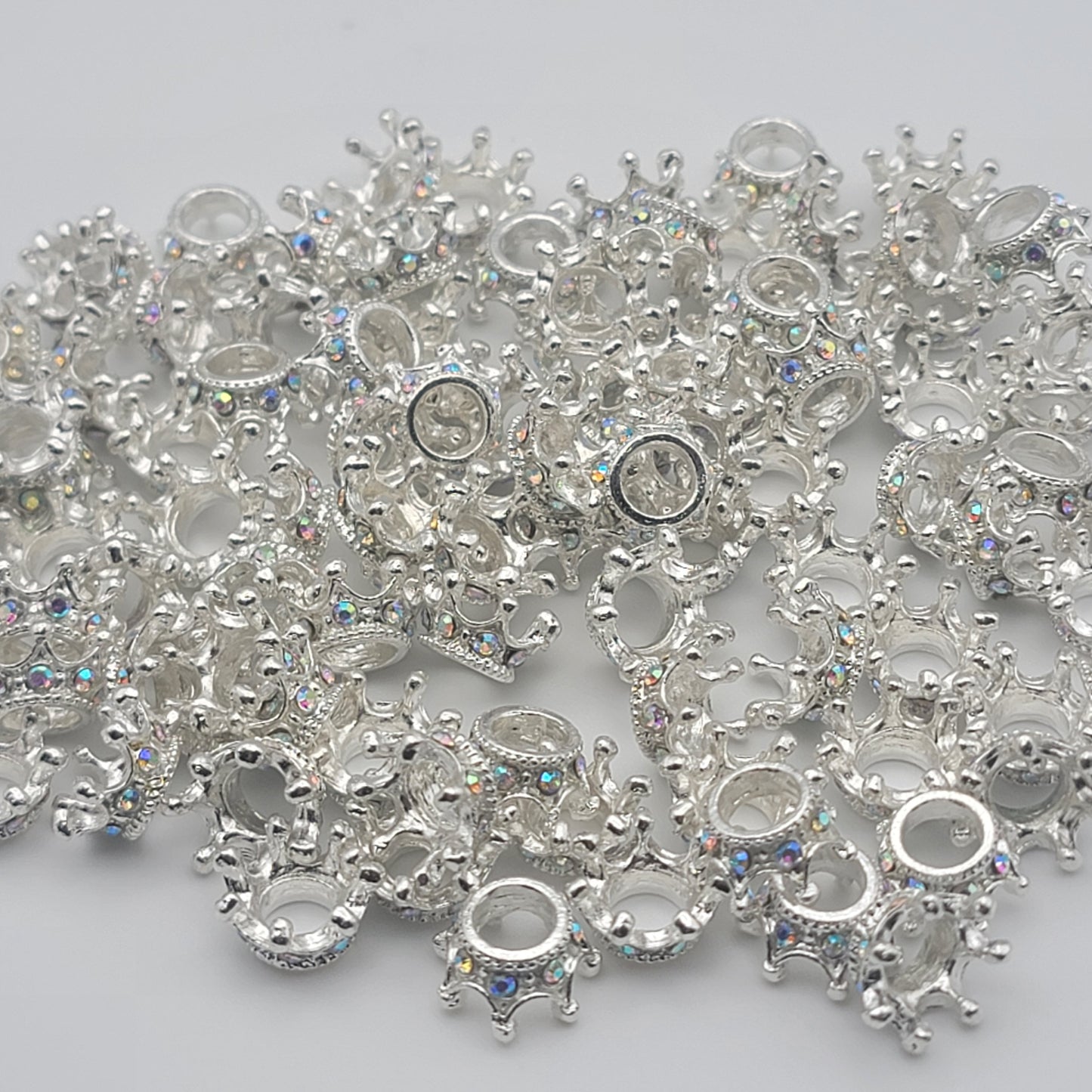 Metal crown spacers with ab rhinestones