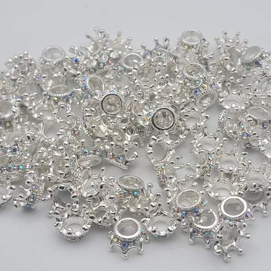 Metal crown spacers with ab rhinestones