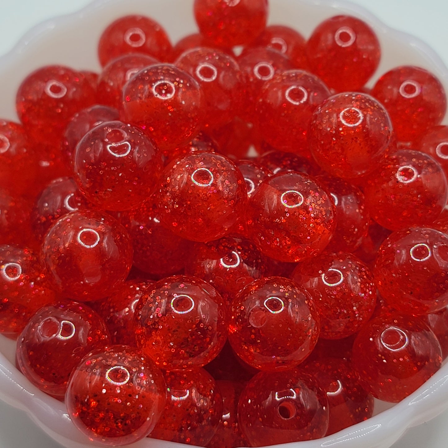 16mm Red resin glitter beads,10