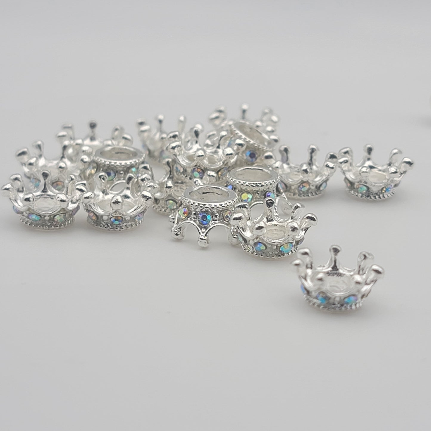 Metal crown spacers with ab rhinestones