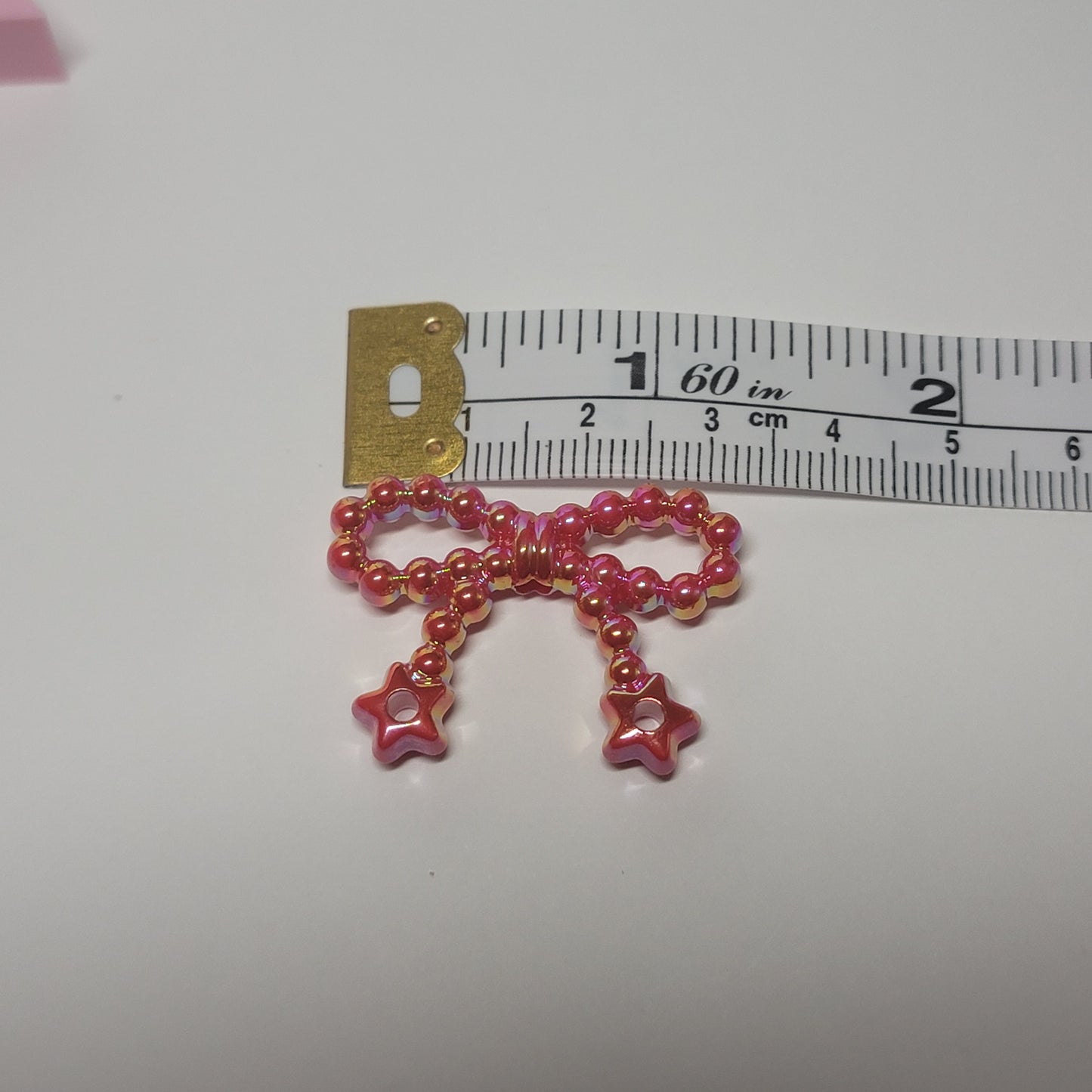 Acrylic bow beads with charm holes, iridescent mix of colors