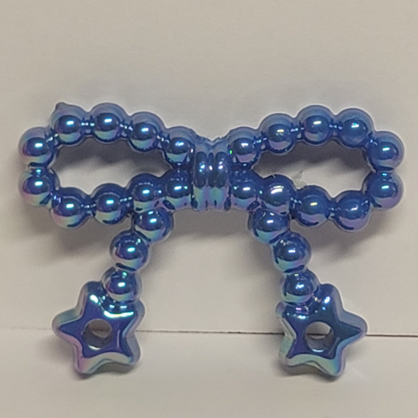 Acrylic bow beads with charm holes, iridescent mix of colors