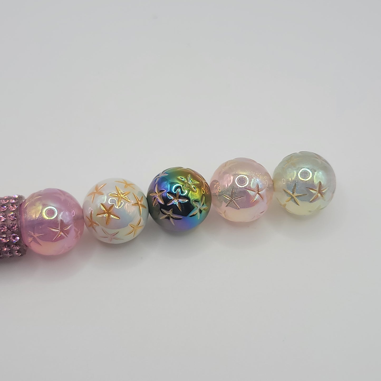16mm engraved star uv beads mixed colors,10pcs
